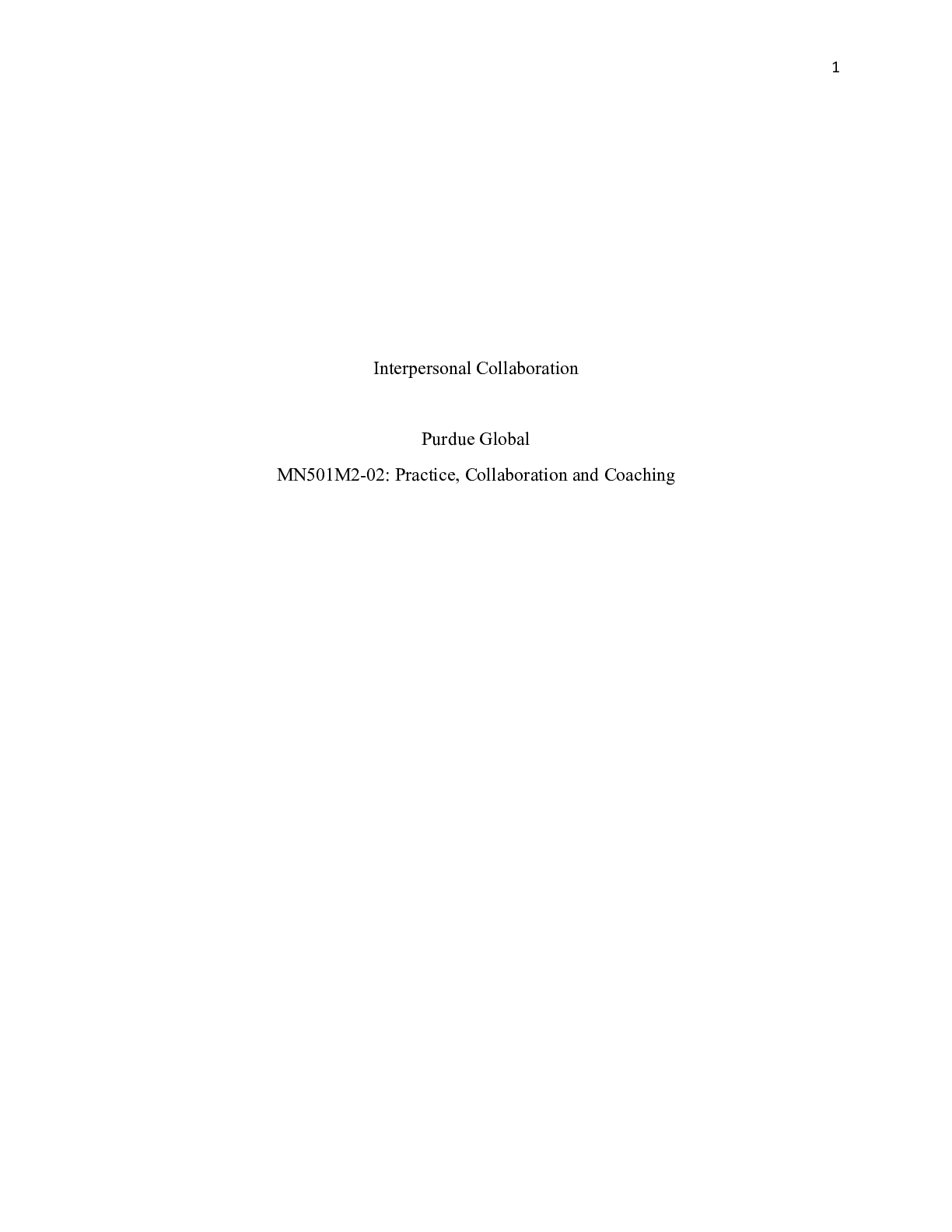Preview of Competency Assessment MN502M1.docx    Interpersonal Collaboration  Purdue Global  MN501M2-